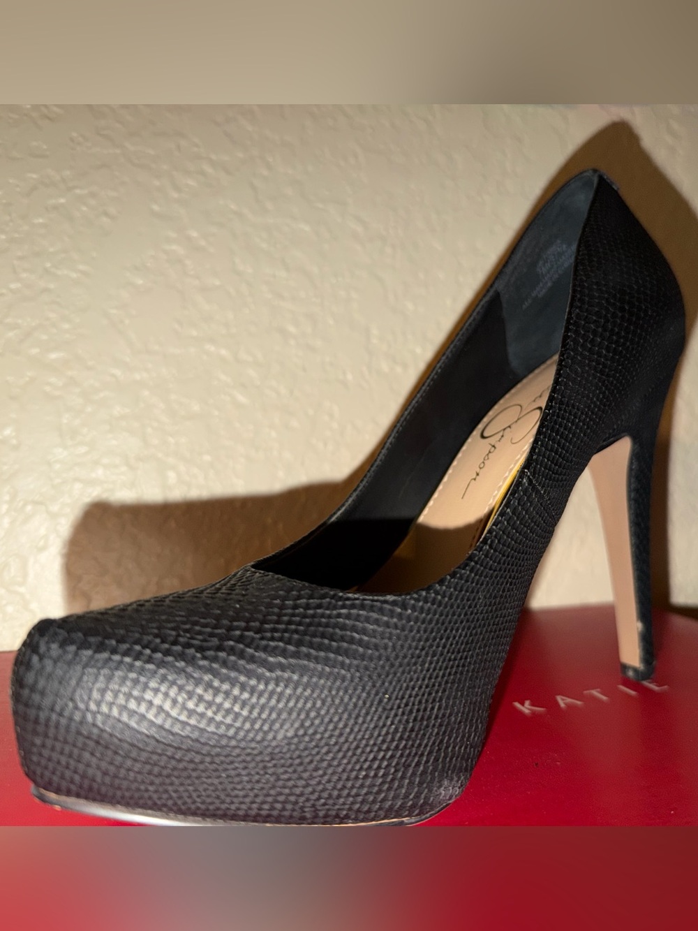 Black Textured Platform Pump - Jessica Simpson